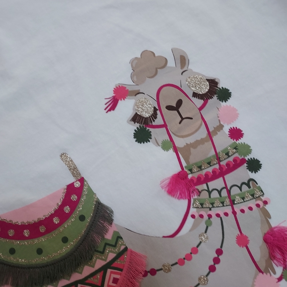Mayoral White Tee with Colorful Llama Design - Picture 2 of 2
